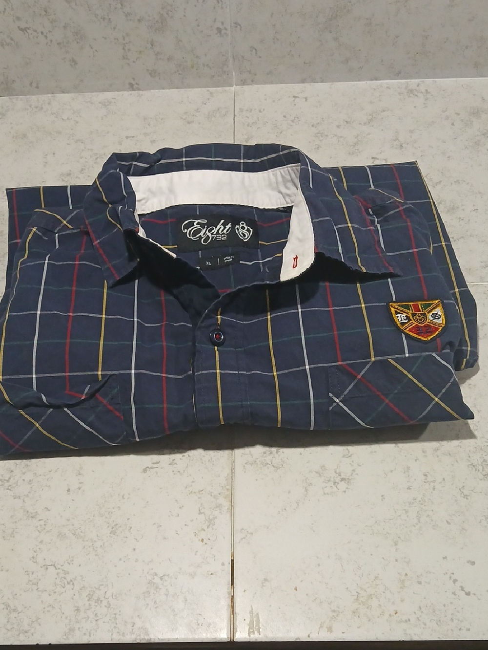 Eight732 Navy Plaid Long-Sleeve Button-Down Shirt